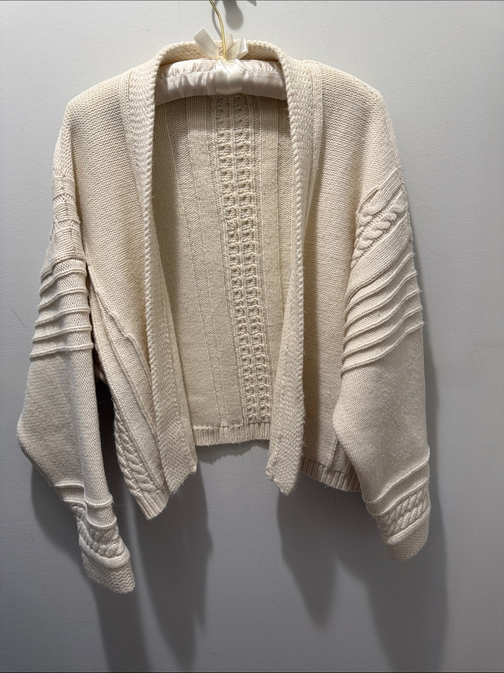 Oak + Fort oversized cable knit open front cardigan in XS